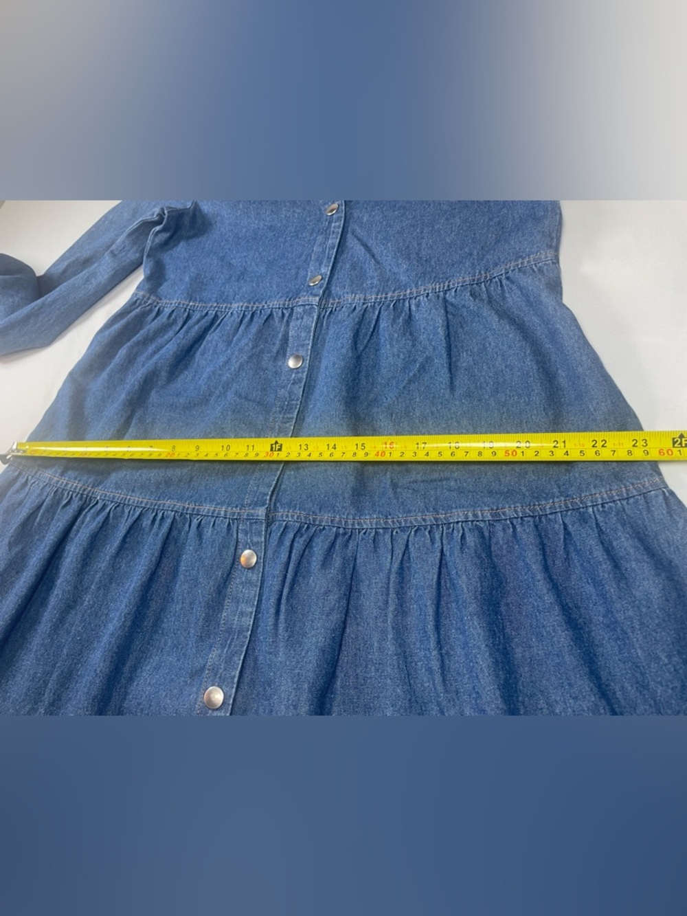 Zara Blue Denim Button-Down Tiered Mini Dress - Picture 8 of 10